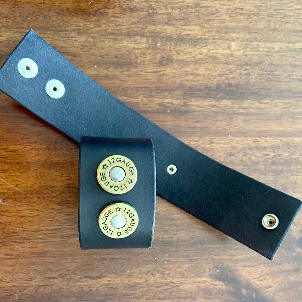 GENUINE LEATHER CUFF - DOUBLE 12 GAUGE RIVETS - HANDMADE "USA"